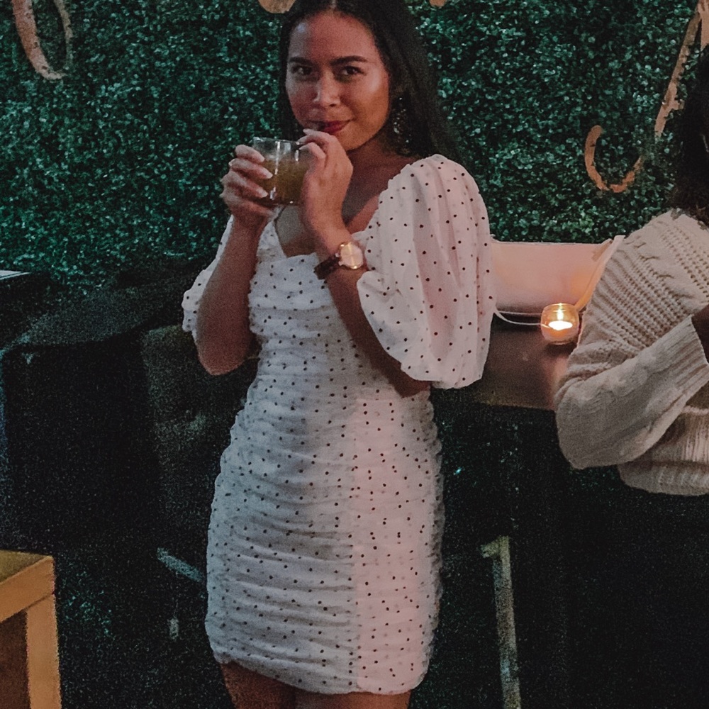 Zara Polka dot white dress